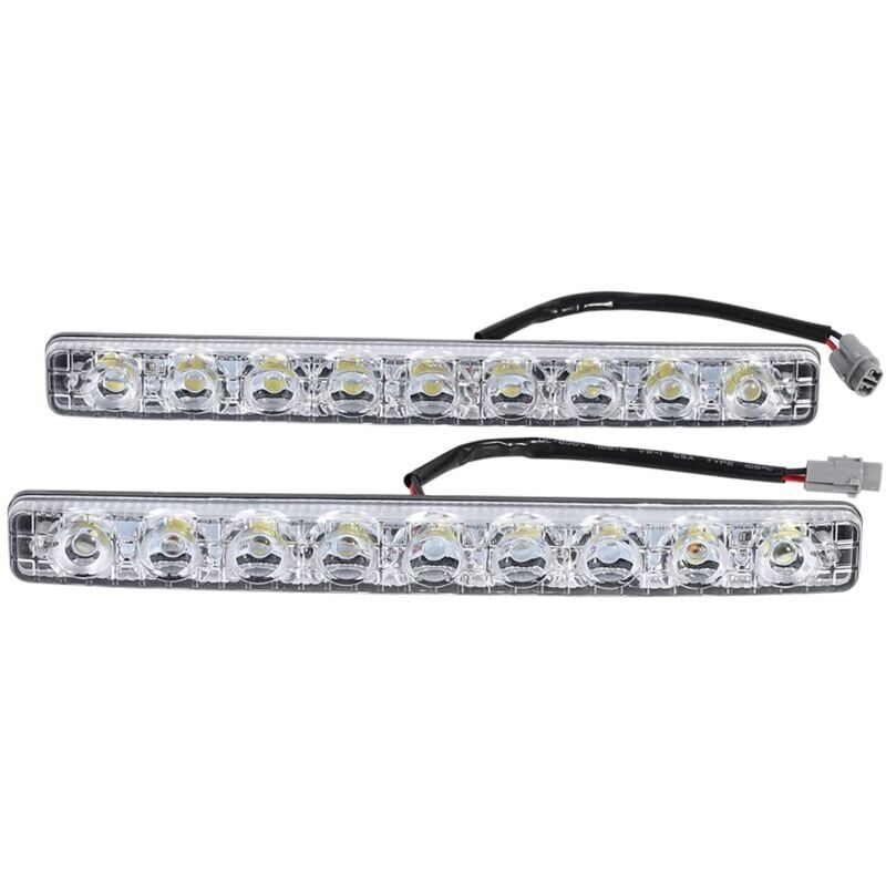 foto del prodotto snq luci diurne per auto, luci diurne per auto, luci diurne per auto, fari anteriori fari anteriori, 2 pezzi, strisce luminose a 9 led bianche,