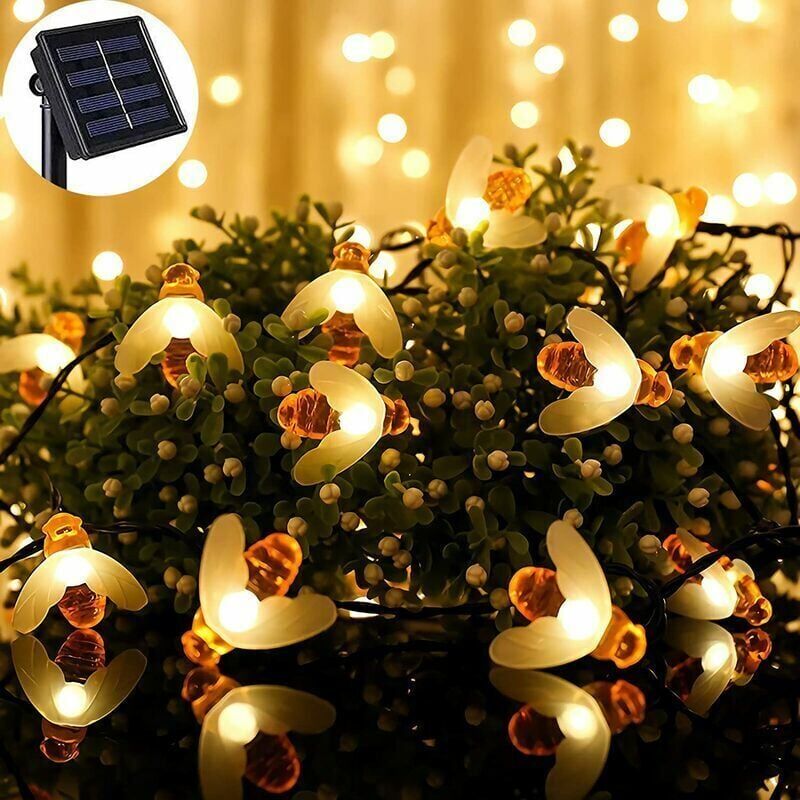foto del prodotto snq luci solari a forma di ape, 30 led, 6,5 m, 8 modalit , filo di rame, impermeabili, per esterni, per giardino, patio, cancello, cortile,