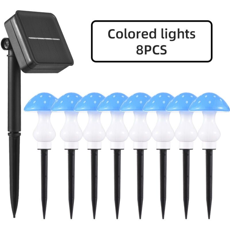 foto del prodotto snq luci solari a fungo a led 8 modalit ip65 blu giardino