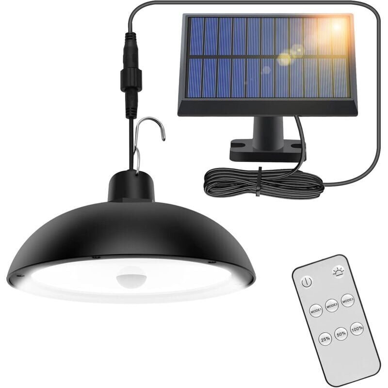 foto del prodotto snq luci solari da esterno, 78 led, 4 modalit , luci solari sospese da esterno con sensore di movimento, telecomando, pannello solare regolabile a