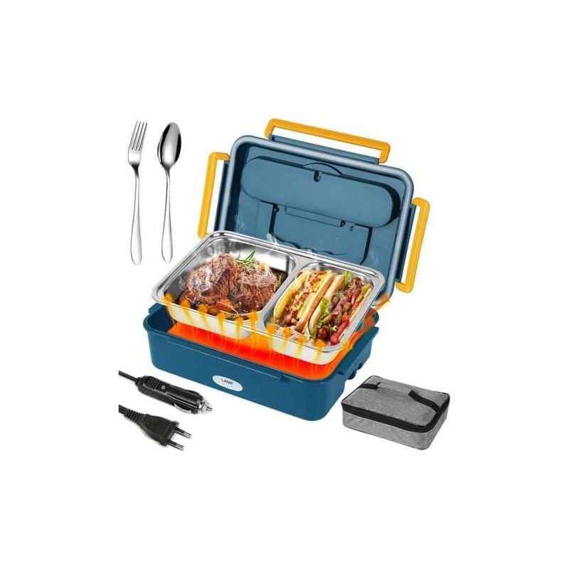 foto del prodotto snq lunch box termico 3 in 1 da 1,2 l, 220 v, 12 v 24 v, 25 x 18 x 8 cm l x p x a .