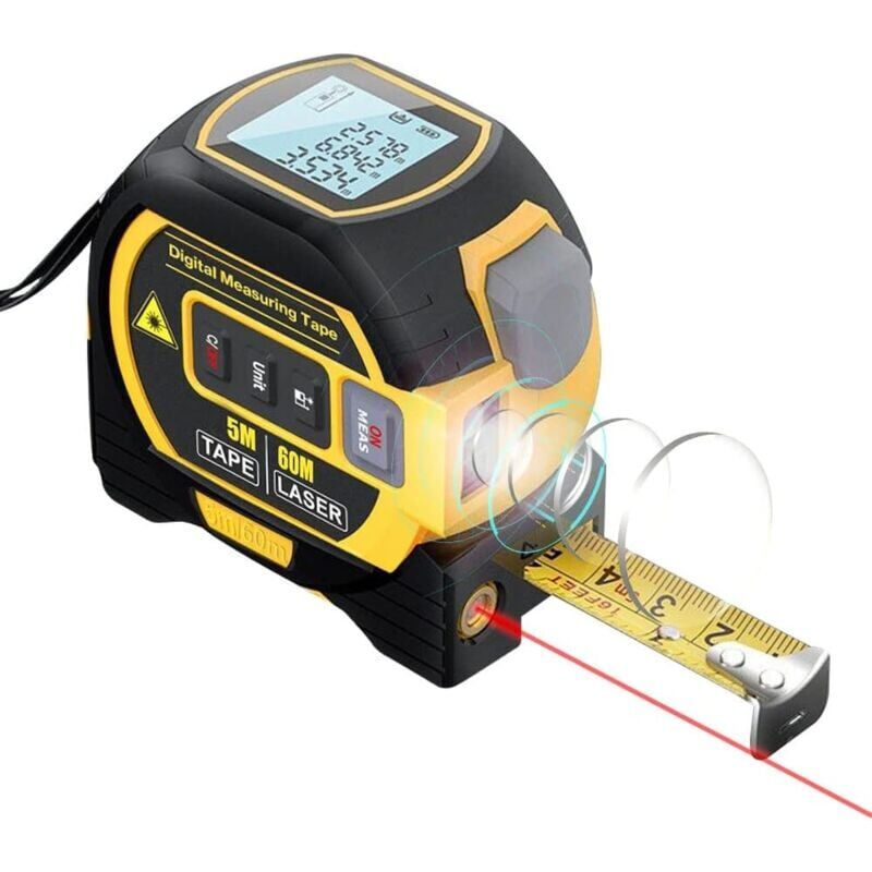 foto del prodotto snq m tre laser num rique 3 in 1 avec ligne laser crois e, 131ft t l m tre laser num rique, 16ft m tre ruban avec r tro clairage lcd pour