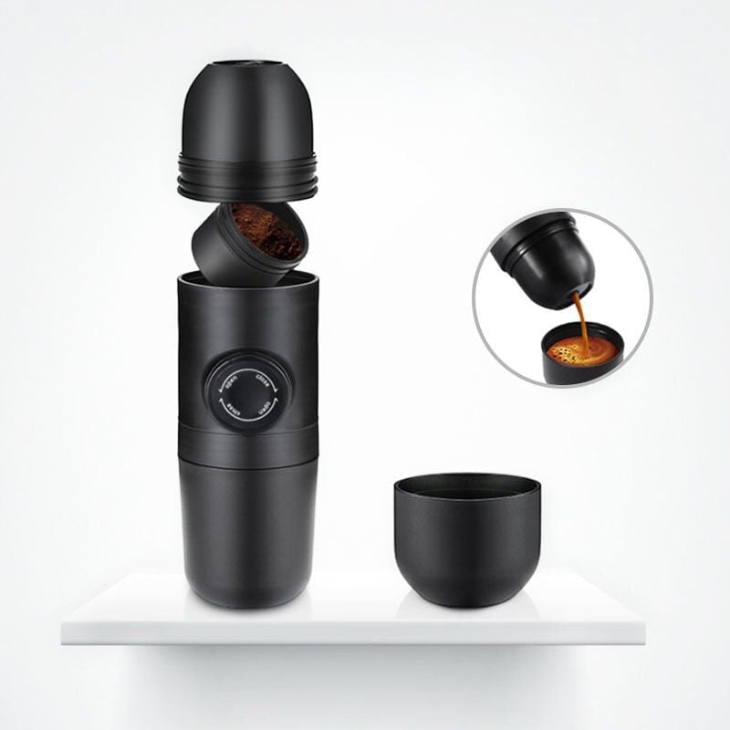 foto del prodotto snq macchina per caff portatile, macchina per caff manuale da 70 ml, mini macchina per caff macinato, portatile, macchina per caff espresso,
