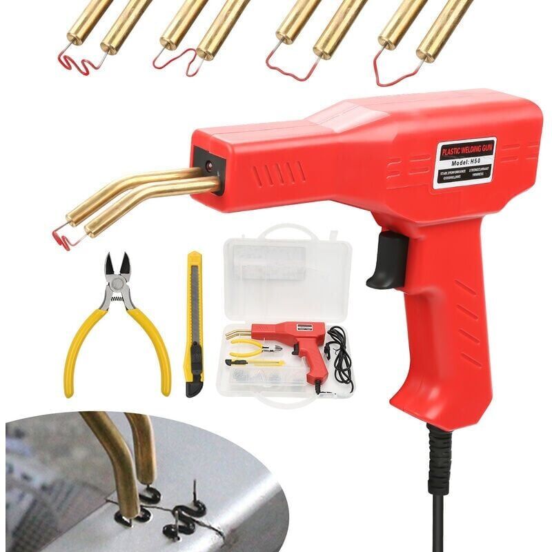 foto del prodotto snq macchina per saldatura plastica, riparazione pistola saldatrice, 200 pezzi di cucitrici a caldo da 50 w, kit di riparazione paraurti auto,