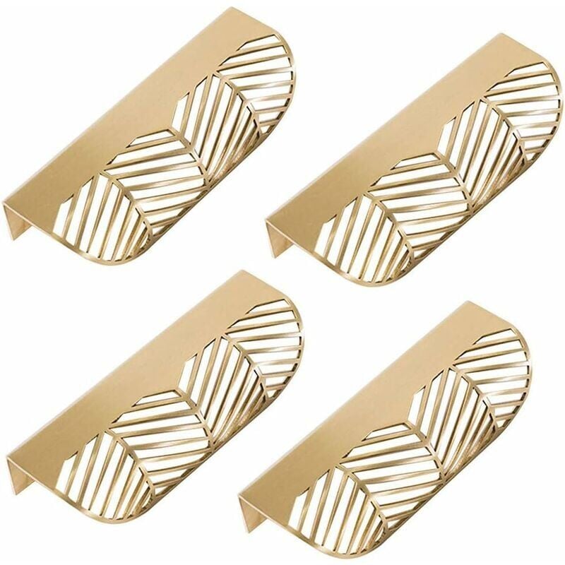 foto del prodotto snq maniglia per cassetti a forma di foglia, in ottone, per mobili, per porte, armadi, guardaroba l117 11,7 x 2,3 x 4,3 cm, 4 pezzi l117 