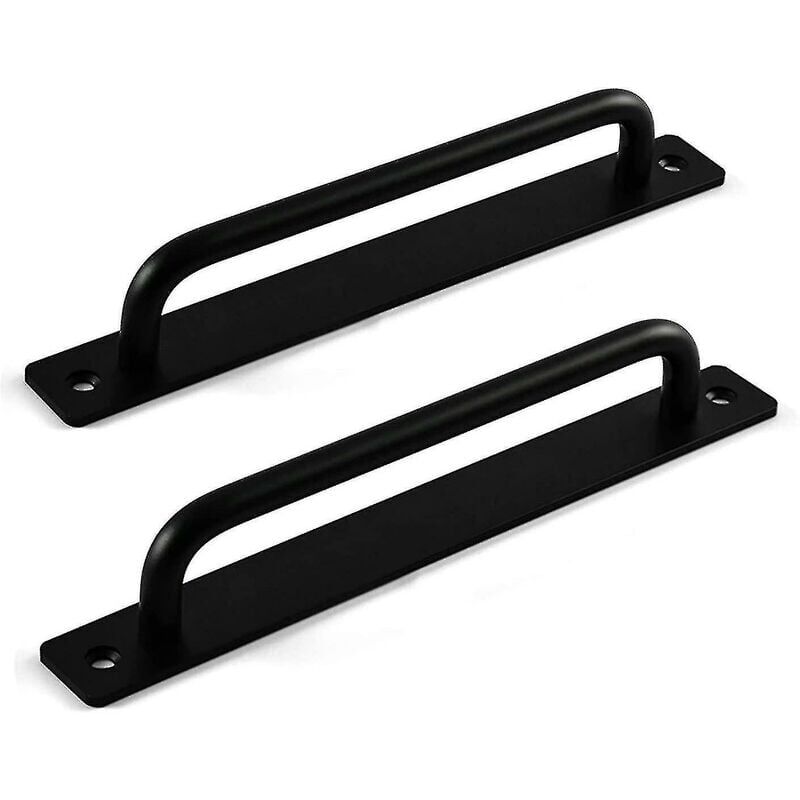 foto del prodotto snq maniglia per porta esterna 2 pezzi nera , maniglia per porta scorrevole, maniglia per porta del fienile, maniglia per porta in legno