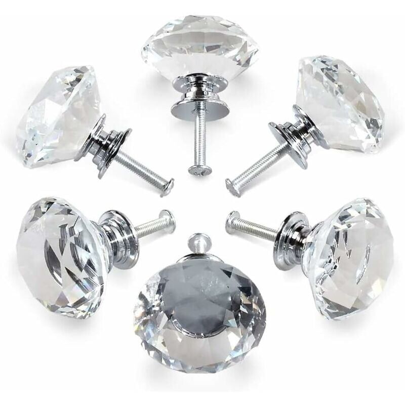 foto del prodotto snq maniglie in cristallo, maniglie per ante di cassetti e armadietti in cristallo diamantato da 30 mm, maniglie per ante in vetro per cucina,