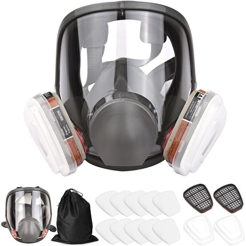 foto del prodotto snq maschera antigas maschera facciale completa, protezione da gas organici, 16 in 1, ampio campo visivo per verniciatura, lucidatura, saldatura e