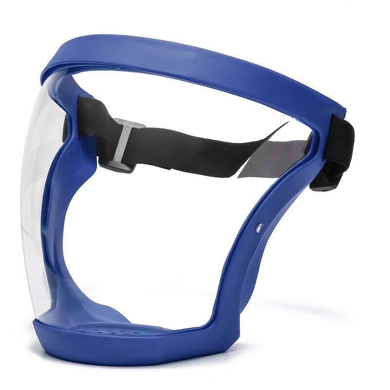 foto del prodotto snq maschera facciale completa 1 pezzo blu, con montatura, antiappannamento, antipolvere, maschera facciale completa ultra trasparente, igienica
