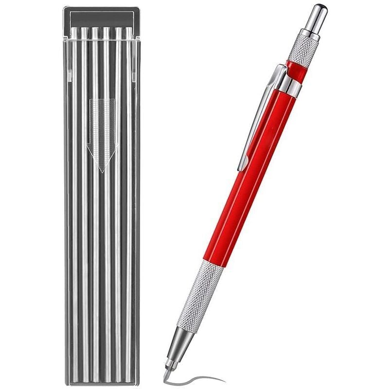 foto del prodotto snq matita per saldatura con 12 ricariche silver streak, pennarelli metallici per matite per saldatura meccanica, produzione, rosso,