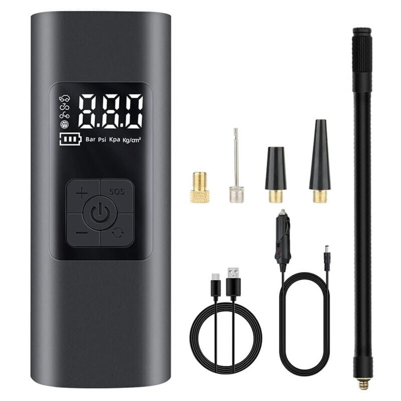 foto del prodotto snq mini compressore portatile da 6000 mah, gonfiatore per pneumatici per auto, pompa elettrica per bici da 150 psi con luce sos, pompa dell aria