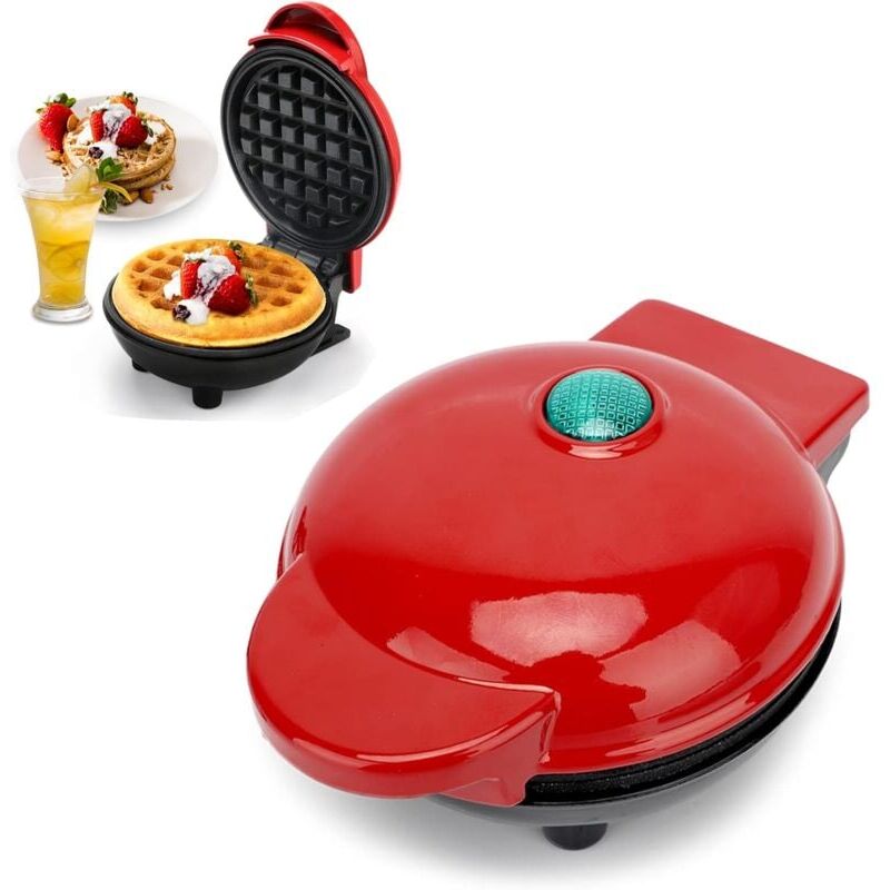 foto del prodotto snq mini gaufrier rond, machine a gauffreet pancake waffle maker classiques pour cadeaux de no l, cr pes, biscuits, chaffle, snack, gaufres belges