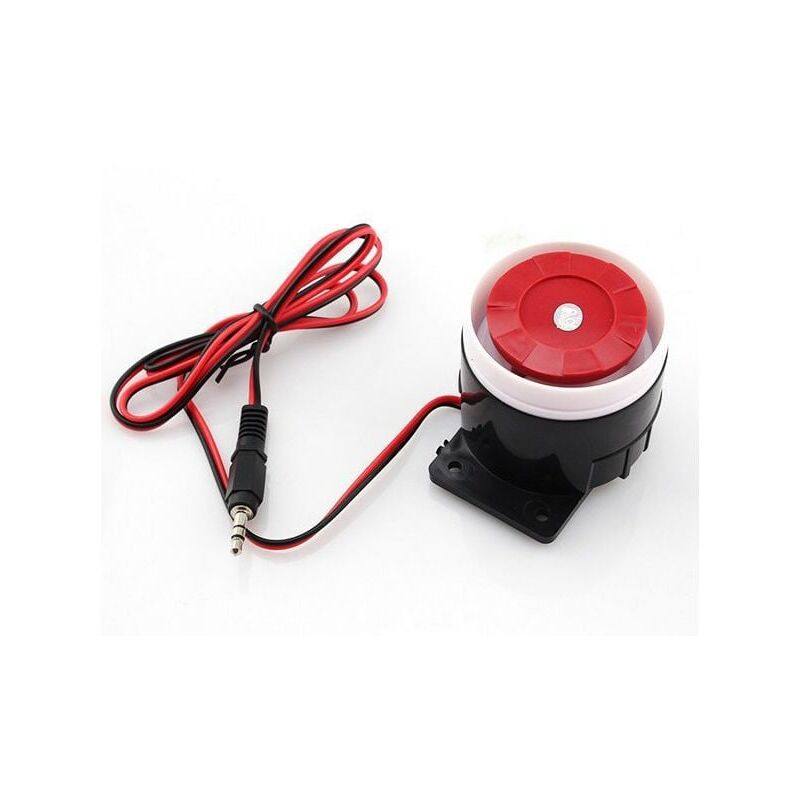 foto del prodotto snq mini sirena rossa con filo, sistema di allarme acustico per la sicurezza domestica, sirena da 120 db, allarme acustico da 12 v cc