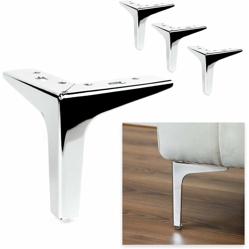 foto del prodotto snq modello set di 4 gambe 16 viti, altezza 13 cm, gambe per divani, mobili, armadi, poltrone, gambe in metallo per mobili, design, moderno ed
