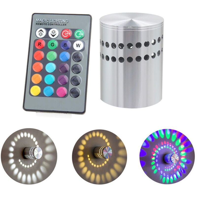 foto del prodotto snq moderna lampada da parete a led da 3 w in alluminio, lampada da parete decorativa rgb 