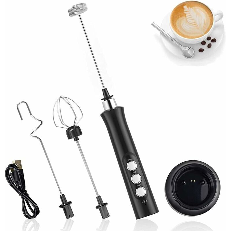 foto del prodotto snq montalatte elettrico portatile, frusta ricaricabile usb 3 in 1, 3 velocit regolabili con 3 teste di agitazione in acciaio inossidabile, frusta