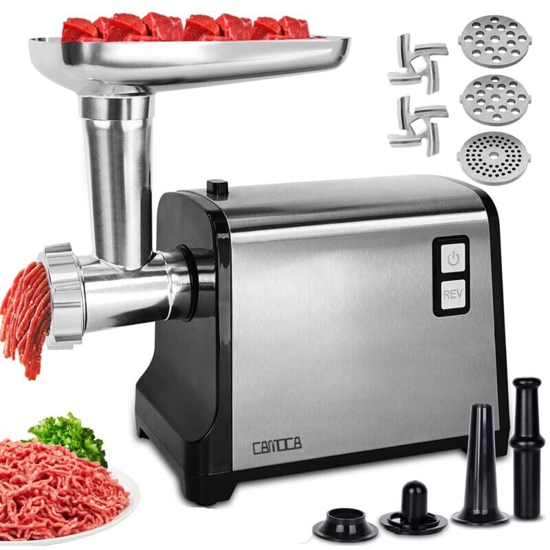 foto del prodotto snq multifonctions hachoir viande lectrique , avec poussoir a saucisse, hachoir viande professionne,avec 3 plaques de broyage, accessoire de