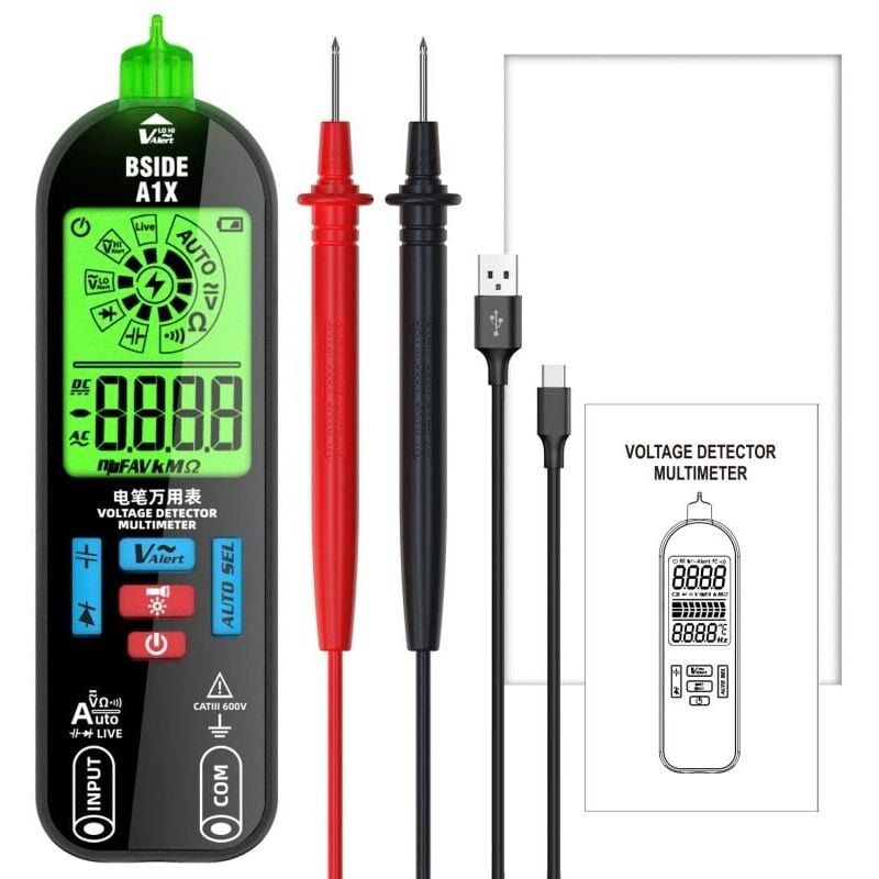 foto del prodotto snq multimetro digitale tester elettrico digitale portatile voltmetro digitale strumento di misurazione automatica della tensione, della corrente,