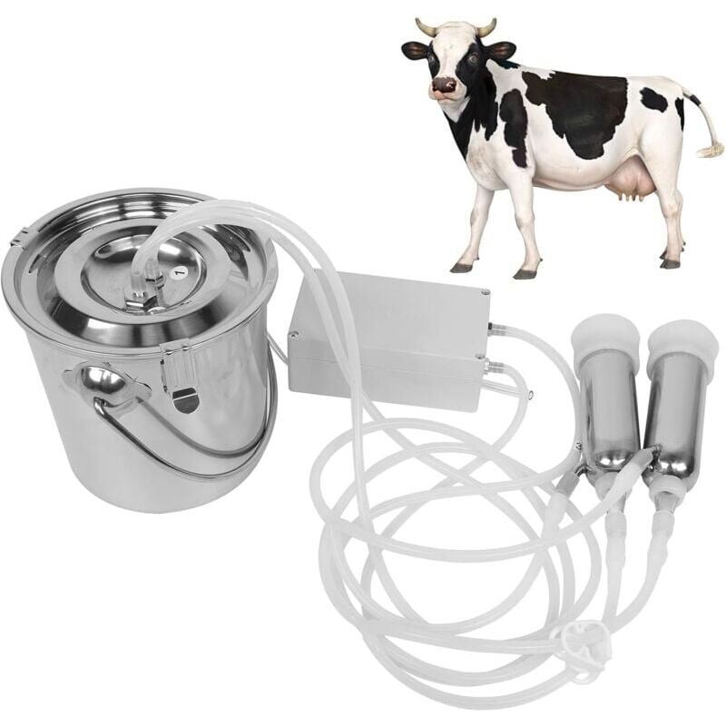 foto del prodotto snq mungitrice elettrica, pompa per vuoto a pulsazione portatile da 3 litri con 2 tettarelle in acciaio inossidabile, attrezzi per mungitura