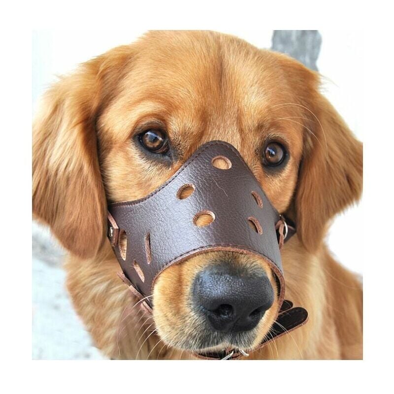 foto del prodotto snq museruola in pelle antiabbaio per cani di taglia grande, piccola e media l