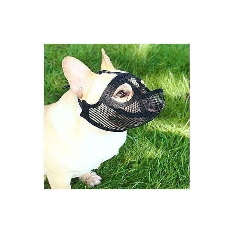foto del prodotto snq museruola in rete per cani, muso corto, museruola per cani, museruola in rete traspirante regolabile, museruola per bulldog per mordere,