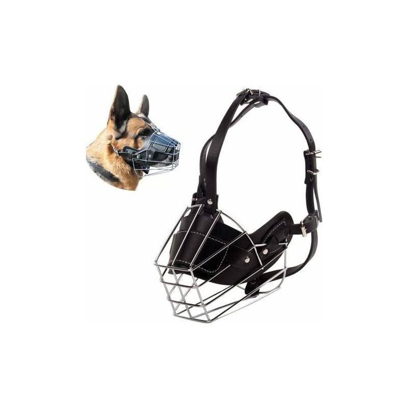 foto del prodotto snq museruola per cani in metallo museruola per cani anti abbaio anti morso regolabile per cani di taglia grande, media e piccola
