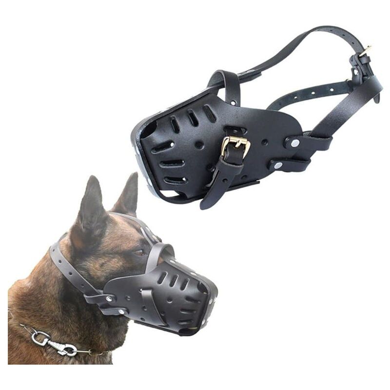 foto del prodotto snq museruole in pelle per cani di taglia media e grande, pastore tedesco e dobermann, maschere anti morso per l addestramento dei cani, museruole
