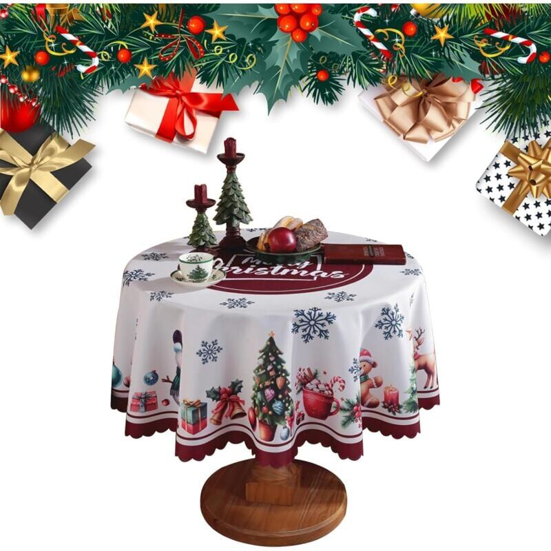 foto del prodotto snq nappe de no l nappe de table anti t ches nappe en lavable polyester 120cm nappe de table rectangulaire et rond pour fournitures de f te de