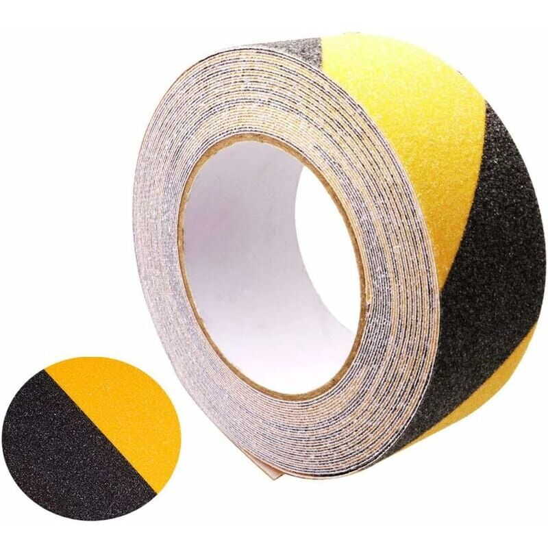 foto del prodotto snq nastro adesivo antiscivolo nero giallo di alta qualit da 10 m x 5 cm, nastro di sicurezza antiscivolo, per scale interne ed esterne
