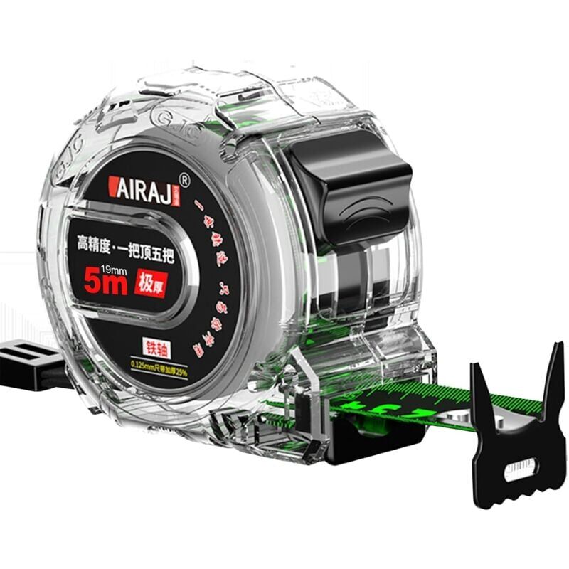foto del prodotto snq nastro di misurazione fluorescente in acciaio inossidabile, 5 m, 25 mm, leggero, con posizione zero reale, compatto, ergonomico, antiurto, con