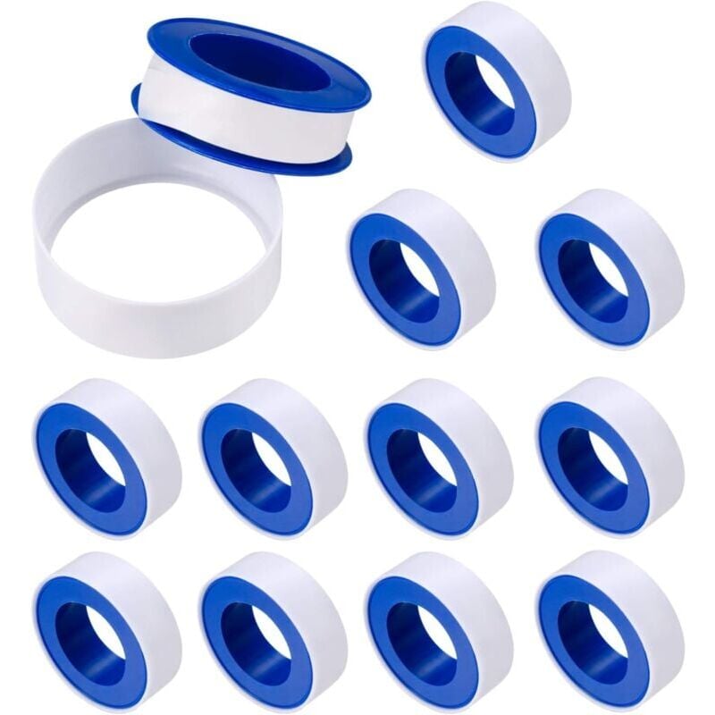 foto del prodotto snq nastro sigillante, nastro di marcatura industriale, nastri sigillanti idraulici in teflon, rotolo di nastro per tubi da 12 mm x 10 m 12 pezzi