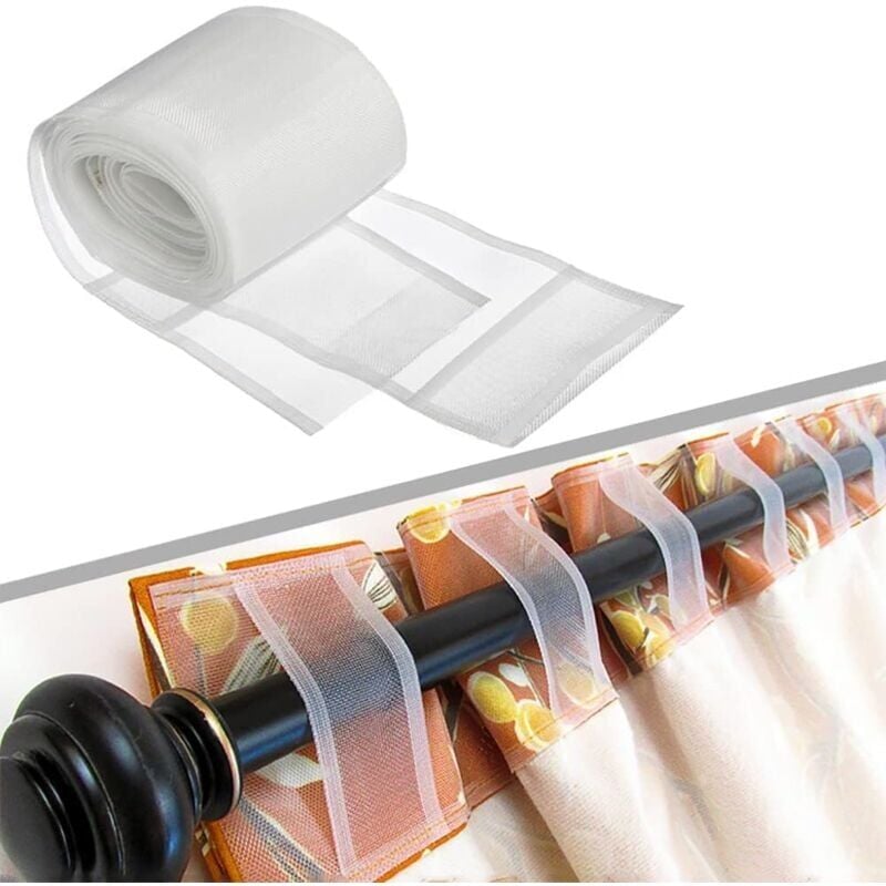 foto del prodotto snq nastro tascabile per asta tenda, nastro ad anello nascosto da 10 m con linguette, larghezza 10 cm