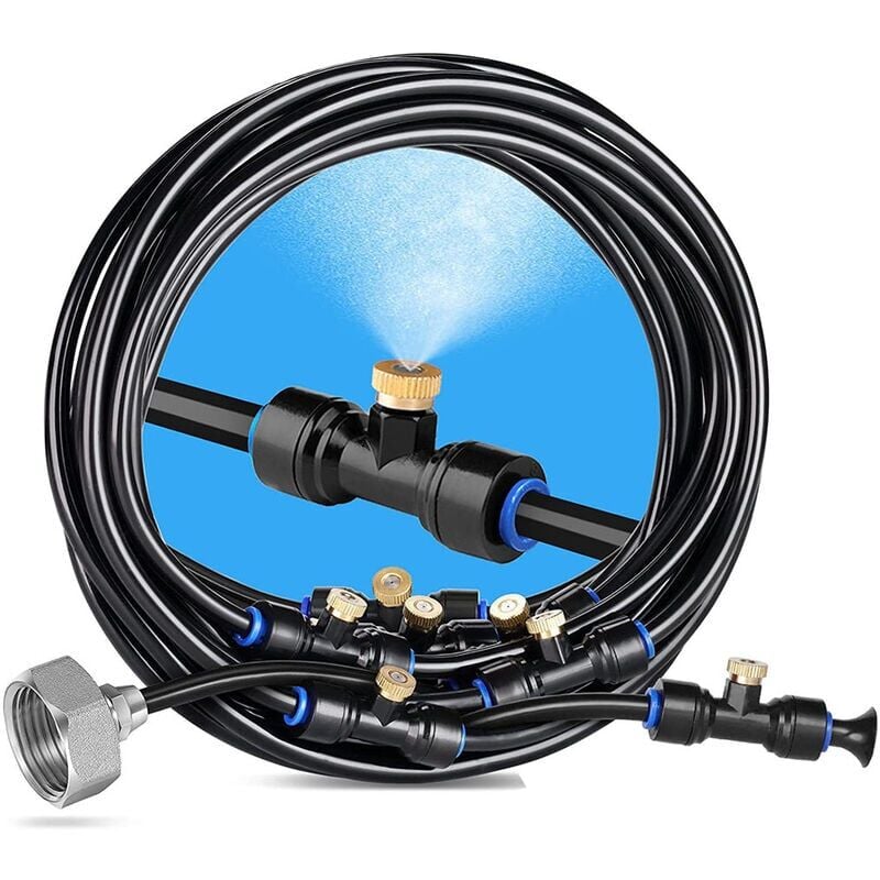 foto del prodotto snq nebulizzatore per esterni, nebulizzatore per patio da 9 m con 11 ugelli per nebulizzazione 1 adattatore ottone, 3 4 nebulizzatore per