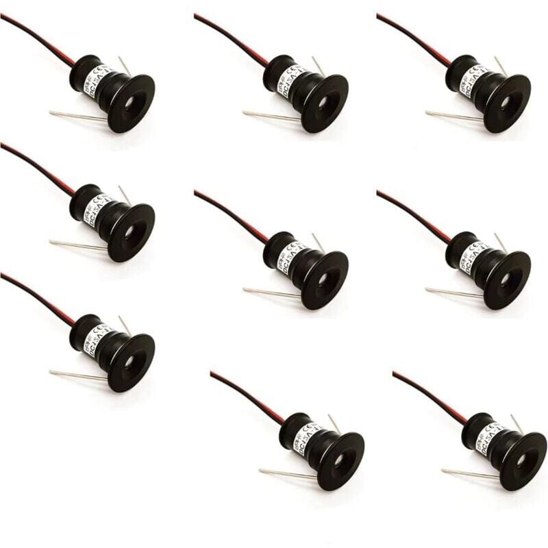 foto del prodotto snq nero confezione da 9 mini faretti da incasso a soffitto a led 12v 1w per cucina, scale, armadio, corridoio, illuminazione fai da te, bianco