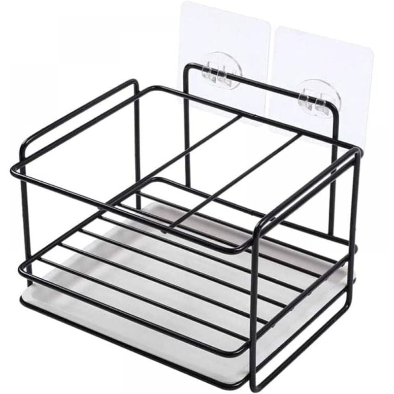 foto del prodotto snq nero porta spugna da cucina, porta spugna, organizer per lavello da cucina, con adesivo, per lavastoviglie, sapone liquido, spazzola,