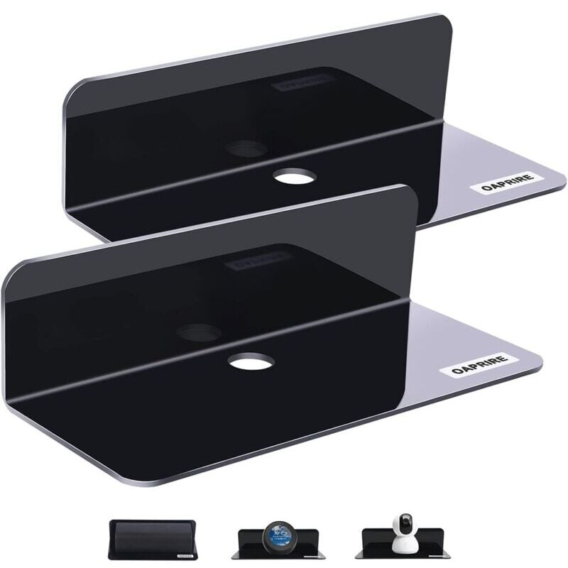 foto del prodotto snq nero set di 2 mensole da parete, espandi lo spazio sulla parete mensola in acrilico da 9 senza foratura per camera da letto, bagno,