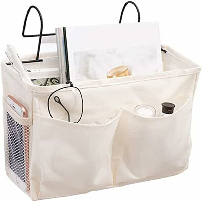 foto del prodotto snq organizer da comodino, borsa portaoggetti sospesa, grande tasca portaoggetti per letto, tasca per letto a castello, cestino portaoggetti