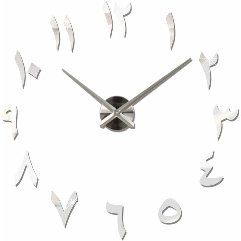 foto del prodotto snq orologio da parete fai da te grande silenzioso moderno 3d adesivo casa ufficio arredamento regalo, argento argento 
