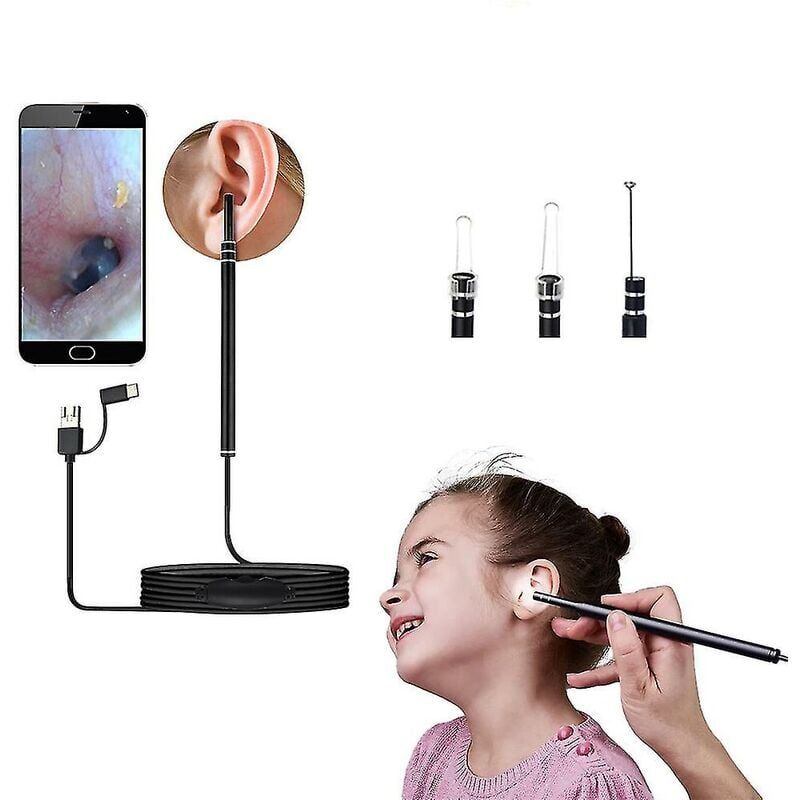 foto del prodotto snq otoscopio medico nell orecchio pulisci orecchie endoscopio telecamera pulizia orecchie cerume android pc tipo c