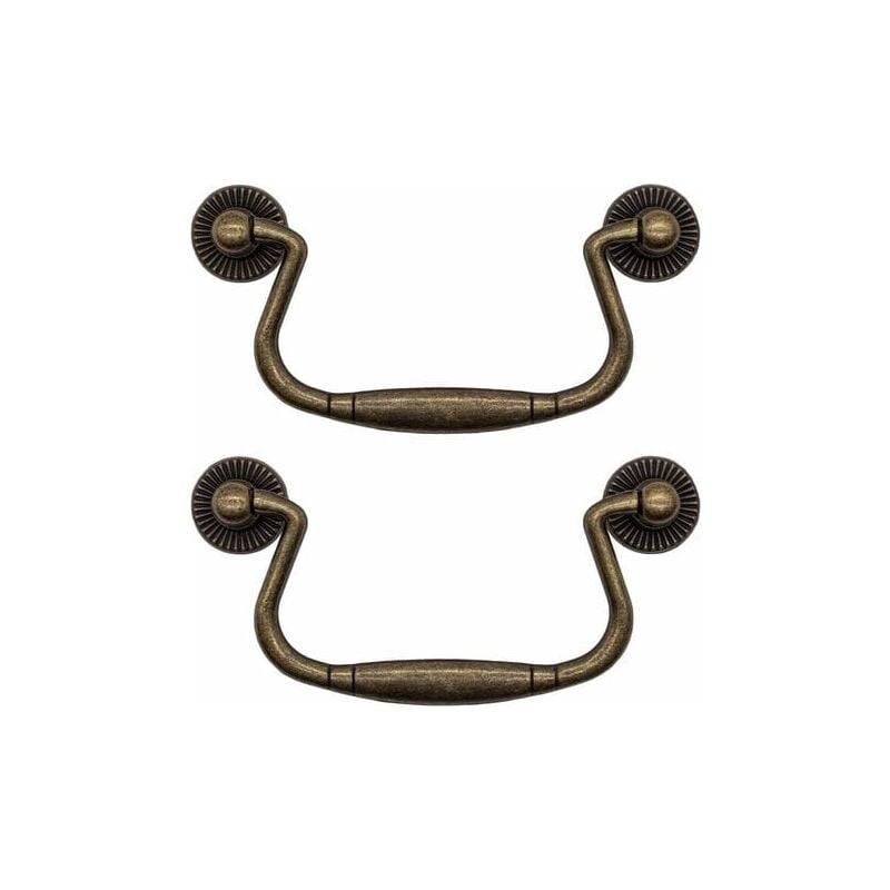 foto del prodotto snq ottone antico confezione da 2 maniglie pieghevoli per cassetti in ferro per ante di armadi, cassettiere, cucine, credenze, ecc. 8148 mm