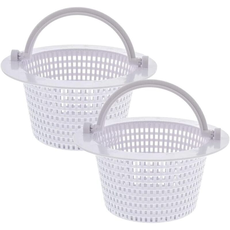 foto del prodotto snq panier rond pour skimmer de piscine hors sol, avec poign e pour un retrait facile, paquet de 2 diam 16 cm blanc