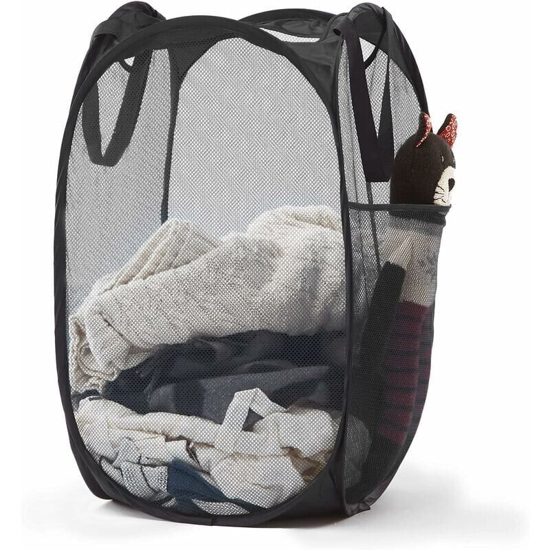 foto del prodotto snq panini in pelle pop up in maglia con punti durevoli panini in vestiti portatili portatili per camera da letto, sala da bagno e viaggio noir 