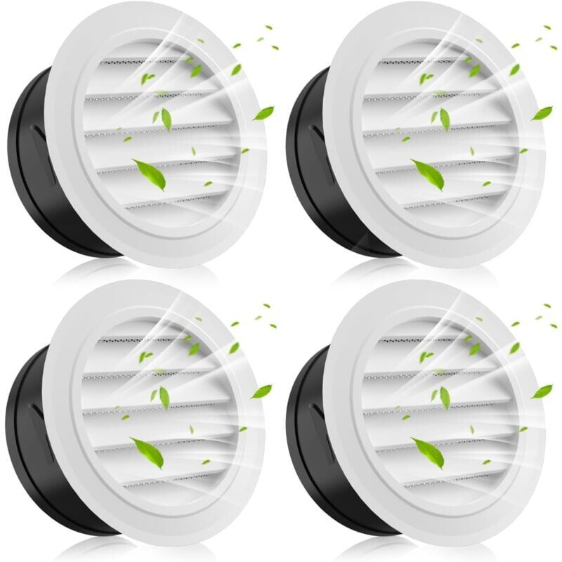 foto del prodotto snq paquet de 4 vents de soffite de 4 pouces, couvercle d a ration rond avec moustiquaire int gr e, couvercle de grille persiennes en abs, vent