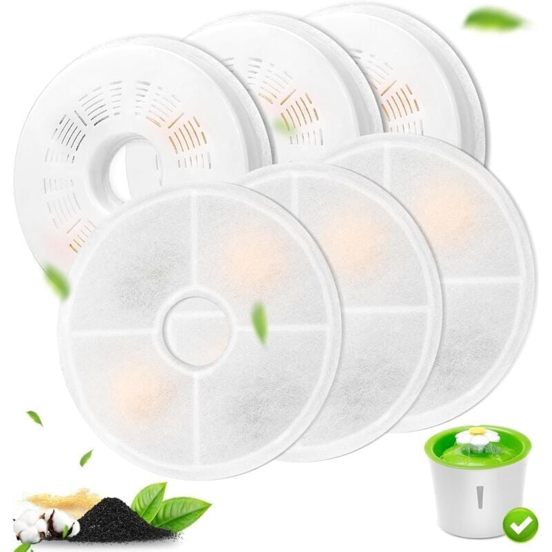 foto del prodotto snq paquet de 6 filtres de remplacement pour abreuvoirs pour chats, filtre charbon actif 3l et r sine changeuse d ions, compatibles avec les