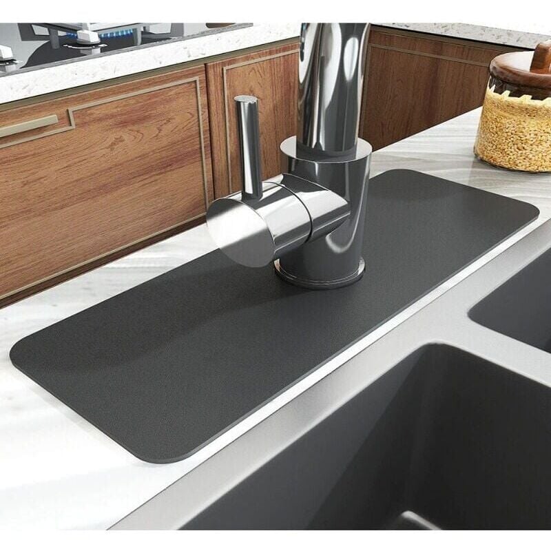 foto del prodotto snq paraspruzzi 38x13,8 cm grigio scuro paraspruzzi per rubinetto del lavandino confezione da 2 tappetini super assorbenti ad asciugatura