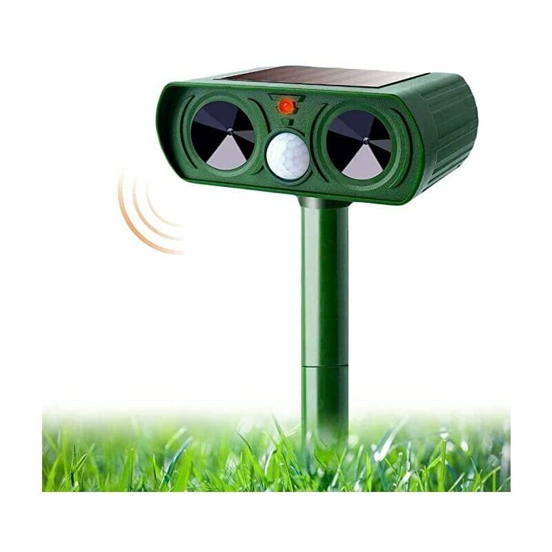 foto del prodotto snq pc repellente per gatti da esterno, ultrasuoni e unit flash, ricarica solare, previene cani topi piccioni per vivaio da giardino
