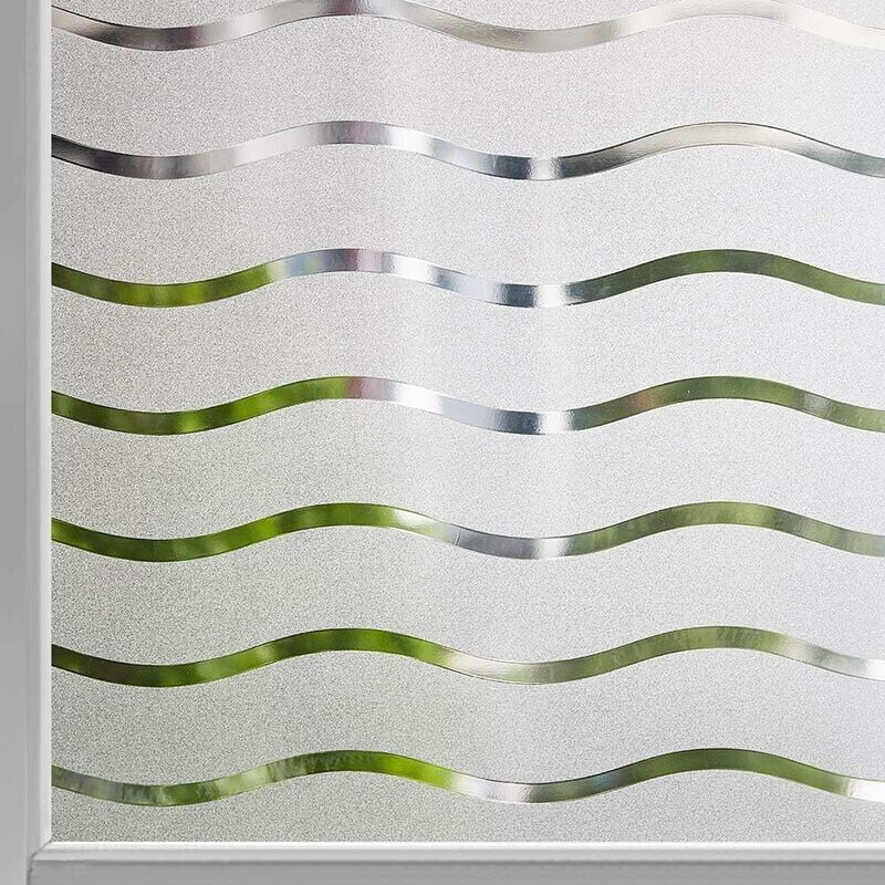foto del prodotto snq pellicola per vetri per la privacy, autoadesiva, smerigliata, senza colla, statica, opaca, protezione uv, motivo ondulato, 44,5x200 cm