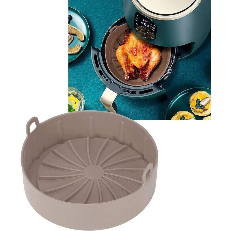 foto del prodotto snq pentola in silicone per friggitrice ad aria, nessuna pulizia dura, cestello di ricambio per friggitrice ad aria in silicone per uso alimentare