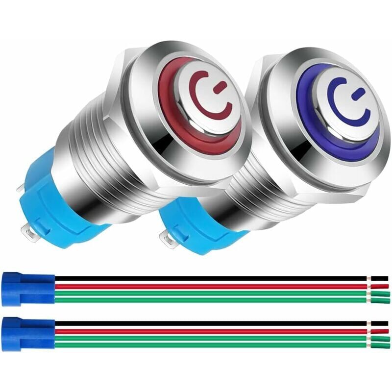 foto del prodotto snq pezzi 12mm 12v 2 posizioni interruttore a pulsante autobloccante in acciaio inossidabile