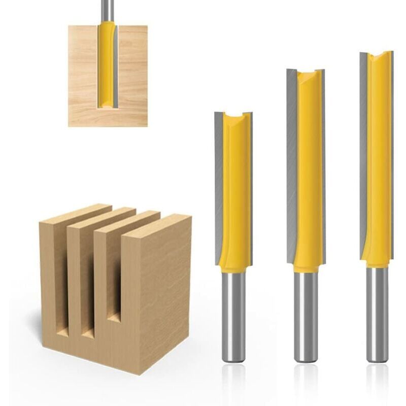 foto del prodotto snq pezzi 8 mm gambo dritto bit set carburo fresa per legno utensili per la lavorazione del legno 3 pezzi extra lungo dritto router bit 8 12.7 50,